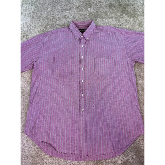 Vintage Men's American Eagle Long Sleeve Button Up Shirt L Red Striped C557 - Picture 4 of 11